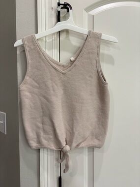 Wishlist beige sweater Vneck tank with tie front Medium GUC
